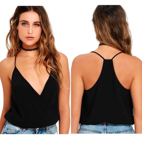 Lulu’s Well Dressed Black Draped Bodysuit Size S - Picture 1 of 9